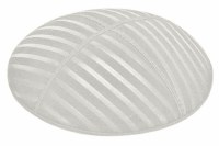 Light Grey Blind Embossed Wide Lines Kippah without Trim