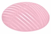 Light Pink Blind Embossed Wide Lines Kippah without Trim