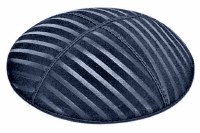 Navy Blind Embossed Wide Lines Kippah without Trim