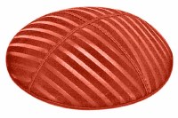 Orange Blind Embossed Wide Lines Kippah without Trim