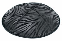 Black Blind Embossed Zebra Kippah without Trim