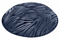 Navy Blind Embossed Zebra Kippah without Trim