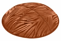 Rust Blind Embossed Zebra Kippah without Trim