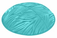 Turquoise Blind Embossed Zebra Kippah without Trim