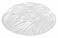 White Blind Embossed Zebra Kippah without Trim