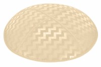 Beige Blind Embossed Zig Zag Kippah without Trim