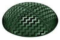 Green Blind Embossed Zig Zag Kippah without Trim