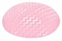 Light Pink Blind Embossed Zig Zag Kippah without Trim