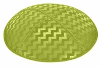 Lime Blind Embossed Zig Zag Kippah without Trim