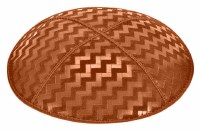 Rust Blind Embossed Zig Zag Kippah without Trim