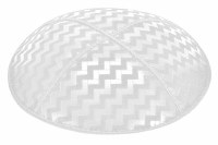 White Blind Embossed Zig Zag Kippah without Trim