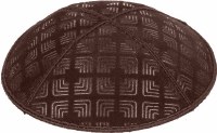 Additional picture of Brown Blind Embossed Kippah without trim