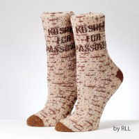 Additional picture of Passover Cozy Slipper Sock Kosher For Passover Matzah Design Adult Size 10-13