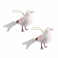 Bird with Feathers Hanging Sukkah Decoration 7" White 2 Pack