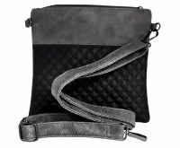 Additional picture of Tefillin Bag Faux Leather Gray Black Quilted Design with Carrying Strap