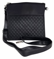 Additional picture of Tefillin Bag Faux Leather Black Quilted Design with Carrying Strap