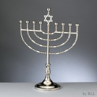 Traditional Candle Menorah Silvertone Finish Large Size