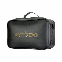 Additional picture of Tallit and Tefillin Faux Leather Travel Case Gold Embroidery Black