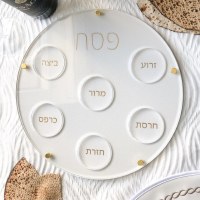 Lucite Seder Plate With Leatherette Backing Gold Ka'arah 13.75"