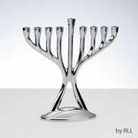 Candle Menorah Mini Modern Silvertone