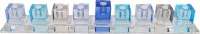 Candle Menorah Blue Crystal Square Cubes No Stand