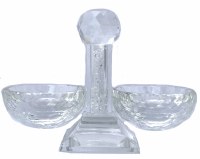 Karshi Crystal Salt and Pepper Dish Designed with Crushed Glass Middle Stem