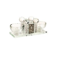Salt and Pepper Dish Crystal Set with Centerpiece