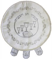 Matzah Cover Brocade Round With Heavy Plastic