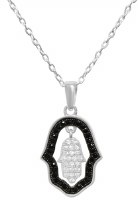 Necklace Silver and Black Chasma Shape with Glittered Stones