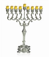 Oil Menorah Silver Plated Classic Design 17"