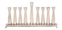 Candle Menorah Nickel Skinny Vase Shaped Silver Colored Branches 5"