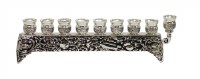 Oil Menorah Silver Plated on Low Stand 3"