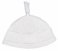 Knit Yarmulka Meah Shearim Style Small White