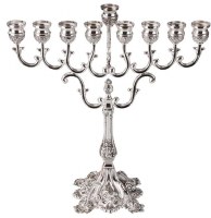 Silver Plated Oil Menorah with Scrollwork - #19359BM