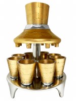 Metal Wine Fountain Kosel Design 8 Cup Gold 10"