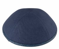 Additional picture of iKippah Navy Linen with Crocodile Rim Size 3