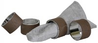 Napkin Rings Vinyl Set of 4 Brown Design