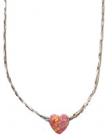 Necklace Silver with Opal Pink Heart #MJJHTPK