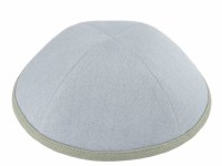 iKippah Powder Blue Linen with Sage Rim Size 2