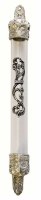 Glass Mezuzah Case Silver Crown Design 12cm