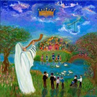 Large Vinyl Sukkah Poster Tashlich Scene 36" x 36"