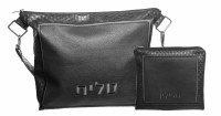 Travel Tallis and Tefillin Bag Set Faux Leather Square Border Design Gray
