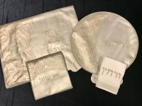 Pesach Set Faux Leather 4 Piece Copper Shimmer Paisley Laser Engraved Design