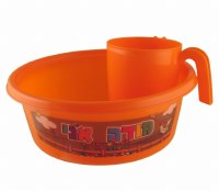 Plastic Washing Bowl and Cup Set Children Theme Orange