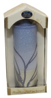 Safed Pillar Candle Blue and Silver Assorted Design Medium 2" x 6"