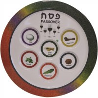 Melamine Seder Plate Colorful Border Design 12"