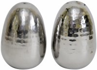 Egg Shaped Salt and Pepper Shakers Hammered Stainless Steel