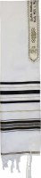 Tallis Prayer Shawl Acrylic Size 24 Black and Gold Stripes 24" x 72"