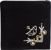 Tallis Bag Black Velvet Embroidered with Gold and Silver Wheat Embroidery