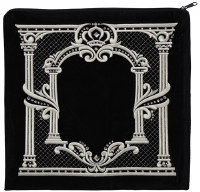 Tallis Bag Black Large Velvet Double Pillar Crown Design 14.5" x 14"